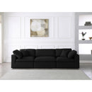  Manufacturer Color_Black -- Serene 119" Black Linen Textured Fabric Upholstered Deluxe Comfort 3 pc Modular Sofa IMAGE 3