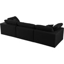  Manufacturer Color_Black -- Serene 119" Black Linen Textured Fabric Upholstered Deluxe Comfort 3 pc Modular Sofa IMAGE 4