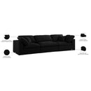  Manufacturer Color_Black -- Serene 119" Black Linen Textured Fabric Upholstered Deluxe Comfort 3 pc Modular Sofa IMAGE 9