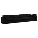  Manufacturer Color_Black -- Serene 158" Black Linen Textured Fabric Upholstered Deluxe Comfort 4 pc Modular Sofa IMAGE 1