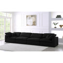  Manufacturer Color_Black -- Serene 158" Black Linen Textured Fabric Upholstered Deluxe Comfort 4 pc Modular Sofa IMAGE 2