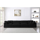  Manufacturer Color_Black -- Serene 158" Black Linen Textured Fabric Upholstered Deluxe Comfort 4 pc Modular Sofa IMAGE 3