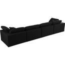  Manufacturer Color_Black -- Serene 158" Black Linen Textured Fabric Upholstered Deluxe Comfort 4 pc Modular Sofa IMAGE 4