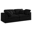  Manufacturer Color_Black -- Serene 80" Black Linen Textured Fabric Upholstered Deluxe Comfort 2 pc Modular Sofa IMAGE 1