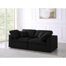  Manufacturer Color_Black -- Serene 80" Black Linen Textured Fabric Upholstered Deluxe Comfort 2 pc Modular Sofa IMAGE 2