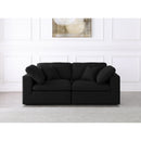  Manufacturer Color_Black -- Serene 80" Black Linen Textured Fabric Upholstered Deluxe Comfort 2 pc Modular Sofa IMAGE 3