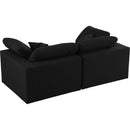  Manufacturer Color_Black -- Serene 80" Black Linen Textured Fabric Upholstered Deluxe Comfort 2 pc Modular Sofa IMAGE 4