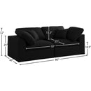 Manufacturer Color_Black -- Serene 80" Black Linen Textured Fabric Upholstered Deluxe Comfort 2 pc Modular Sofa IMAGE 8