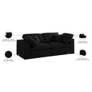  Manufacturer Color_Black -- Serene 80" Black Linen Textured Fabric Upholstered Deluxe Comfort 2 pc Modular Sofa IMAGE 9