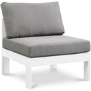  Meridian Nizuc Grey Water Resistant Fabric Upholstered Outdoor Patio Modular Armless Chair IMAGE 1
