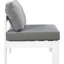  Meridian Nizuc Grey Water Resistant Fabric Upholstered Outdoor Patio Modular Armless Chair IMAGE 4