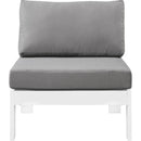  Meridian Nizuc Grey Water Resistant Fabric Upholstered Outdoor Patio Modular Armless Chair IMAGE 5