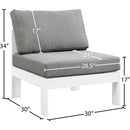  Meridian Nizuc Grey Water Resistant Fabric Upholstered Outdoor Patio Modular Armless Chair IMAGE 8