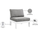  Meridian Nizuc Grey Water Resistant Fabric Upholstered Outdoor Patio Modular Armless Chair IMAGE 9