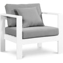  Meridian Nizuc Grey Water Resistant Fabric Upholstered Outdoor Patio Arm Chair IMAGE 1