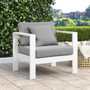  Meridian Nizuc Grey Water Resistant Fabric Upholstered Outdoor Patio Arm Chair IMAGE 2