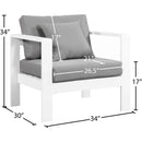  Meridian Nizuc Grey Water Resistant Fabric Upholstered Outdoor Patio Arm Chair IMAGE 8