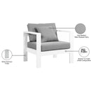  Meridian Nizuc Grey Water Resistant Fabric Upholstered Outdoor Patio Arm Chair IMAGE 9