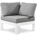  Meridian Nizuc Grey Water Resistant Fabric Upholstered Outdoor Patio Modular Corner Chair IMAGE 1