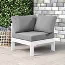  Meridian Nizuc Grey Water Resistant Fabric Upholstered Outdoor Patio Modular Corner Chair IMAGE 2