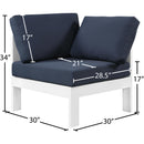  Meridian Nizuc Navy Water Resistant Fabric Upholstered Outdoor Patio Modular Corner Chair IMAGE 7