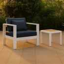 Meridian Nizuc Navy Water Resistant Fabric Upholstered Outdoor Patio Arm Chair IMAGE 2