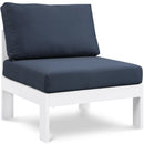  Meridian Nizuc Navy Water Resistant Fabric Upholstered Outdoor Patio Modular Armless Chair IMAGE 1