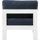  Meridian Nizuc Navy Water Resistant Fabric Upholstered Outdoor Patio Modular Armless Chair IMAGE 3