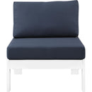  Meridian Nizuc Navy Water Resistant Fabric Upholstered Outdoor Patio Modular Armless Chair IMAGE 5