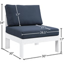  Meridian Nizuc Navy Water Resistant Fabric Upholstered Outdoor Patio Modular Armless Chair IMAGE 8