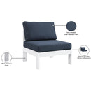  Meridian Nizuc Navy Water Resistant Fabric Upholstered Outdoor Patio Modular Armless Chair IMAGE 9