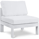  Meridian Nizuc White Water Resistant Fabric Upholstered Outdoor Patio Modular Armless Chair IMAGE 1