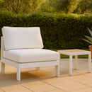  Meridian Nizuc White Water Resistant Fabric Upholstered Outdoor Patio Modular Armless Chair IMAGE 2
