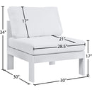  Meridian Nizuc White Water Resistant Fabric Upholstered Outdoor Patio Modular Armless Chair IMAGE 8