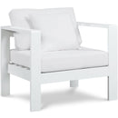  Meridian Nizuc White Water Resistant Fabric Upholstered Outdoor Patio Arm Chair IMAGE 1