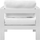  Meridian Nizuc White Water Resistant Fabric Upholstered Outdoor Patio Arm Chair IMAGE 3