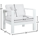  Meridian Nizuc White Water Resistant Fabric Upholstered Outdoor Patio Arm Chair IMAGE 8