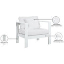  Meridian Nizuc White Water Resistant Fabric Upholstered Outdoor Patio Arm Chair IMAGE 9