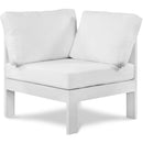  Meridian Nizuc White Water Resistant Fabric Upholstered Outdoor Patio Modular Corner Chair IMAGE 1