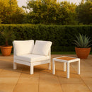  Meridian Nizuc White Water Resistant Fabric Upholstered Outdoor Patio Modular Corner Chair IMAGE 2