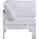  Meridian Nizuc White Water Resistant Fabric Upholstered Outdoor Patio Modular Corner Chair IMAGE 4