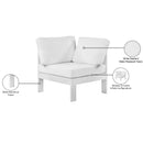  Meridian Nizuc White Water Resistant Fabric Upholstered Outdoor Patio Modular Corner Chair IMAGE 8