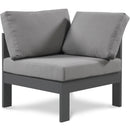  Meridian Nizuc Grey Water Resistant Fabric Upholstered Outdoor Patio Modular Corner Chair IMAGE 1