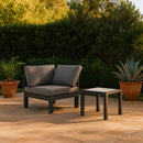  Meridian Nizuc Grey Water Resistant Fabric Upholstered Outdoor Patio Modular Corner Chair IMAGE 2
