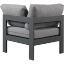  Meridian Nizuc Grey Water Resistant Fabric Upholstered Outdoor Patio Modular Corner Chair IMAGE 3