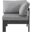  Meridian Nizuc Grey Water Resistant Fabric Upholstered Outdoor Patio Modular Corner Chair IMAGE 4