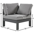  Meridian Nizuc Grey Water Resistant Fabric Upholstered Outdoor Patio Modular Corner Chair IMAGE 7