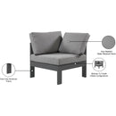  Meridian Nizuc Grey Water Resistant Fabric Upholstered Outdoor Patio Modular Corner Chair IMAGE 8