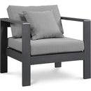  Meridian Nizuc Grey Water Resistant Fabric Upholstered Outdoor Patio Arm Chair IMAGE 1