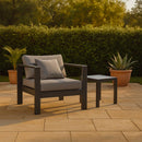  Meridian Nizuc Grey Water Resistant Fabric Upholstered Outdoor Patio Arm Chair IMAGE 2
